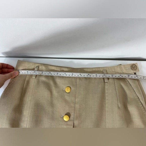 Vintage Bardehle Women’s Size 10 Linen Blend Skirt Gold Buttons Lined Neutral - Picture 8 of 13